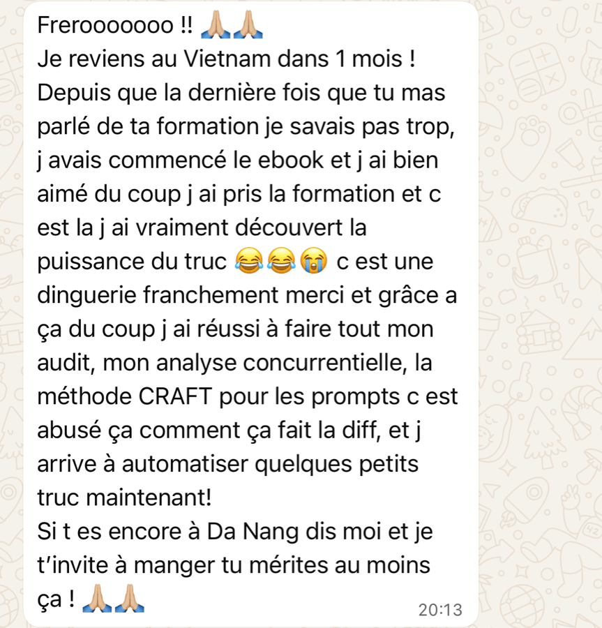 Capture WhatsApp anonymisée — du pack ebooks à la formation
